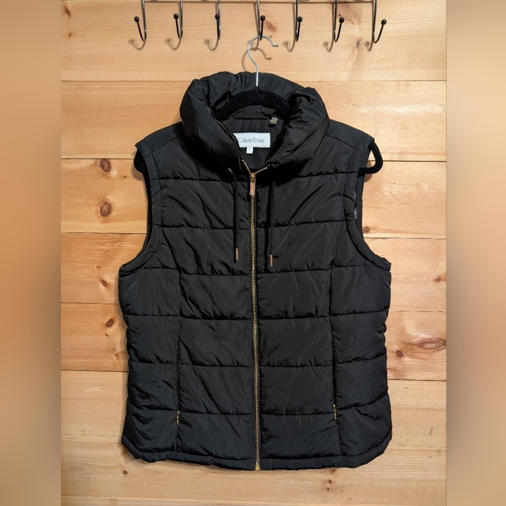 Calvin Klein Women's Black Quilted Vest Size L Nwot